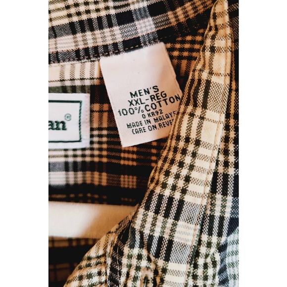 LL Bean Button Down Work Shirt Men's XXL Plaid Blue Green Long Sleeve Minor Flaw - Picture 8 of 12